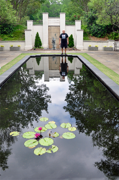 Lee Duquette by the Kayser Lily Pond in the Hill Garden